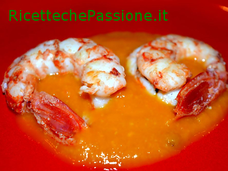 Gamberi in Crema di Carote